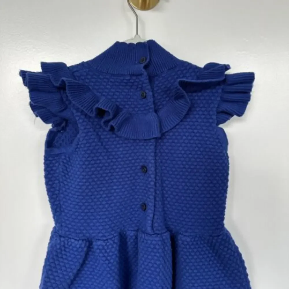 Janie and Jack • Blue Knit Ruffle Mock Neck Dress